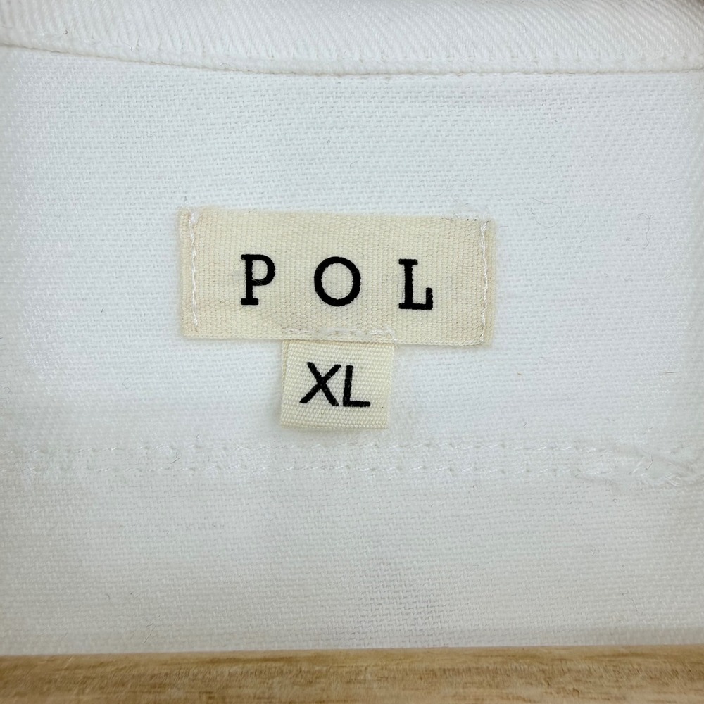 POL Distressed Denim Shacket White Oversized Star Patch XL Jean Jacket - Picture 4 of 9